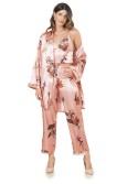 Satin set, top, trousers, salmon bathrobe PIZ332 - Online store - Boutique